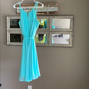 Teal strappy cocktail dress